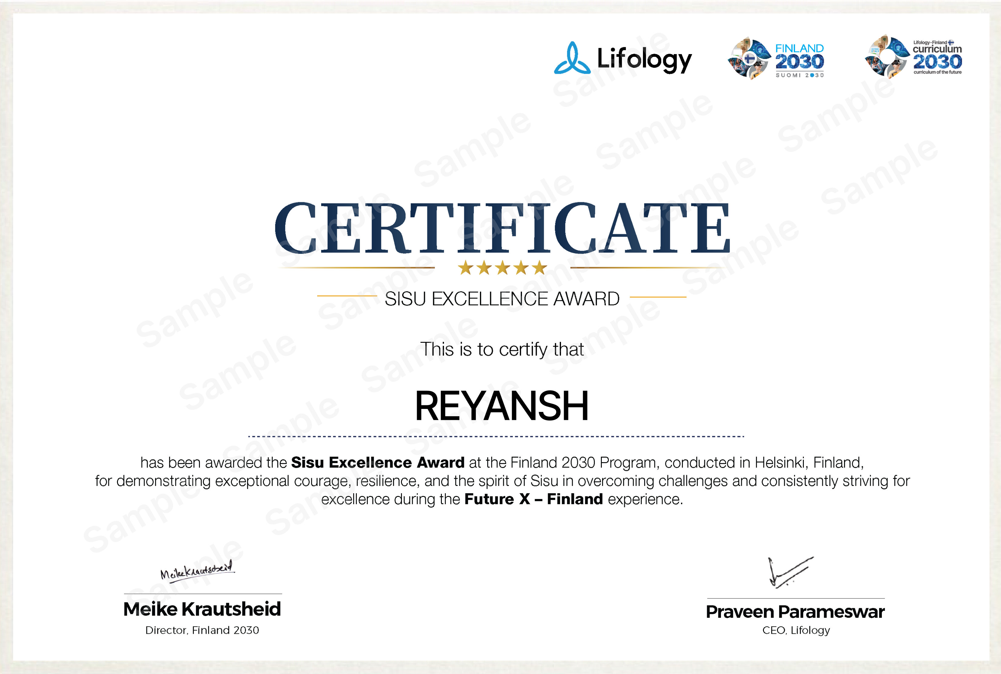 Certificate endorsed by University of Helsinki HY+