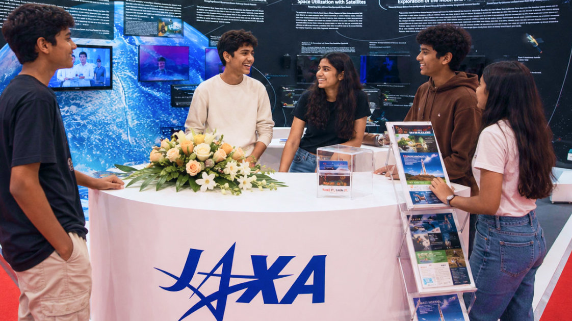 Students engaging with JAXA aerospace learning